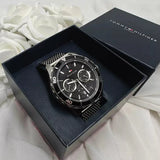 Buy Shop Tommy Hilfiger Jordan Chronograph Black Dial Silver Mesh Strap Watch For Men - 1792092 USA Online