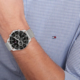 Buy Shop Tommy Hilfiger Jordan Chronograph Black Dial Silver Mesh Strap Watch For Men - 1792092 USA Online