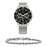 Buy Shop Tommy Hilfiger Jordan Chronograph Black Dial Silver Mesh Strap Watch For Men - 1792092 USA Online