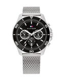 Buy Shop Tommy Hilfiger Jordan Chronograph Black Dial Silver Mesh Strap Watch For Men - 1792092 USA Online