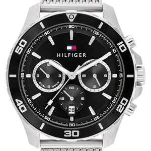 Buy Shop Tommy Hilfiger Jordan Chronograph Black Dial Silver Mesh Strap Watch For Men - 1792092 USA Online