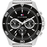 Buy Shop Tommy Hilfiger Jordan Chronograph Black Dial Silver Mesh Strap Watch For Men - 1792092 USA Online