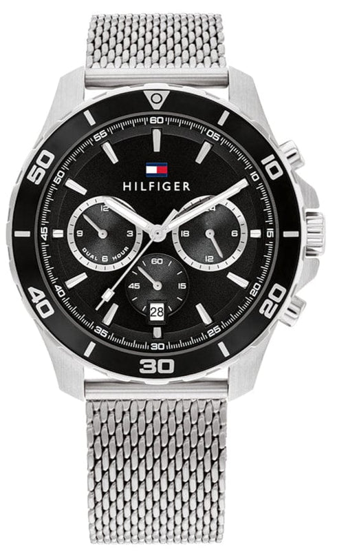 Buy Shop Tommy Hilfiger Jordan Chronograph Black Dial Silver Mesh Strap Watch For Men - 1792092 USA Online