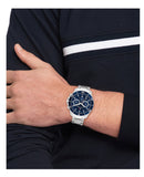 Buy Shop Tommy Hilfiger Jordan Chronograph Blue Dial Silver Steel Strap Watch For Men - 1792094 USA Online