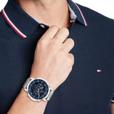 Buy Shop Tommy Hilfiger Jordan Chronograph Blue Dial Silver Steel Strap Watch For Men - 1792094 USA Online