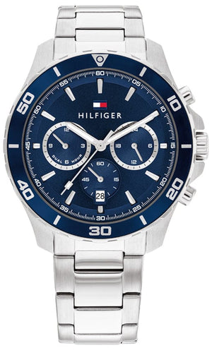 Buy Shop Tommy Hilfiger Jordan Chronograph Blue Dial Silver Steel Strap Watch For Men - 1792094 USA Online