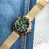 Buy Shop Tommy Hilfiger Jordan Chronograph Green Dial Gold Mesh Strap Watch For Men - 1792093 USA Online
