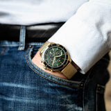 Buy Shop Tommy Hilfiger Jordan Chronograph Green Dial Gold Mesh Strap Watch For Men - 1792093 USA Online
