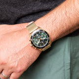 Buy Shop Tommy Hilfiger Jordan Chronograph Green Dial Gold Mesh Strap Watch For Men - 1792093 USA Online