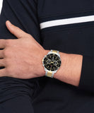 Buy Shop Tommy Hilfiger Jordon Chronograph Black Dial Two Tone Steel Strap Watch For Men - 1792095 USA Online