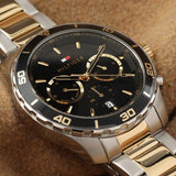 Buy Shop Tommy Hilfiger Jordon Chronograph Black Dial Two Tone Steel Strap Watch For Men - 1792095 USA Online