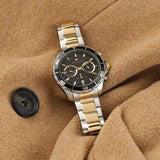 Buy Shop Tommy Hilfiger Jordon Chronograph Black Dial Two Tone Steel Strap Watch For Men - 1792095 USA Online