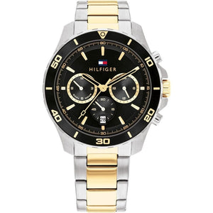 Buy Shop Tommy Hilfiger Jordon Chronograph Black Dial Two Tone Steel Strap Watch For Men - 1792095 USA Online