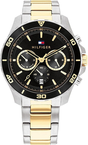 Buy Shop Tommy Hilfiger Jordon Chronograph Black Dial Two Tone Steel Strap Watch For Men - 1792095 USA Online