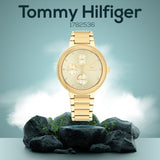 Buy Shop Tommy Hilfiger Joy Analog Gold Dial Gold Steel Strap Watch For Women - 1782536 USA Online