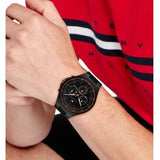 Buy Shop Tommy Hilfiger Justin Black Dial Black Rubber Strap Watch For Men - 1792056 USA Online