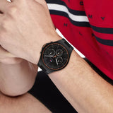 Buy Shop Tommy Hilfiger Justin Black Dial Black Rubber Strap Watch For Men - 1792056 USA Online