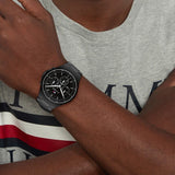 Buy Shop Tommy Hilfiger Justin Chronograph Black Dial Black Steel Strap Watch For Men - 1792055 USA Online