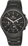 Buy Shop Tommy Hilfiger Justin Chronograph Black Dial Black Steel Strap Watch For Men - 1792055 USA Online