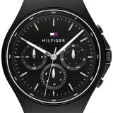Buy Shop Tommy Hilfiger Justin Chronograph Black Dial Black Steel Strap Watch For Men - 1792055 USA Online