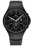 Buy Shop Tommy Hilfiger Justin Chronograph Black Dial Black Steel Strap Watch For Men - 1792055 USA Online