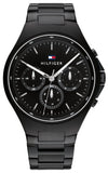 Buy Shop Tommy Hilfiger Justin Chronograph Black Dial Black Steel Strap Watch For Men - 1792055 USA Online