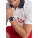 Buy Shop Tommy Hilfiger Justin Chronograph Blue Dial Blue Rubber Strap Watch for Men - 1792057 USA Online