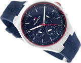 Buy Shop Tommy Hilfiger Justin Chronograph Blue Dial Blue Rubber Strap Watch for Men - 1792057 USA Online