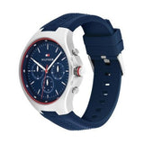 Buy Shop Tommy Hilfiger Justin Chronograph Blue Dial Blue Rubber Strap Watch for Men - 1792057 USA Online
