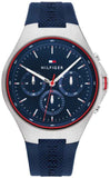 Buy Shop Tommy Hilfiger Justin Chronograph Blue Dial Blue Rubber Strap Watch for Men - 1792057 USA Online