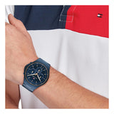 Buy Shop Tommy Hilfiger Justin Chronograph Blue Dial Blue Steel Strap Watch For Men - 1792058 USA Online
