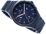 Buy Shop Tommy Hilfiger Justin Chronograph Blue Dial Blue Steel Strap Watch For Men - 1792058 USA Online