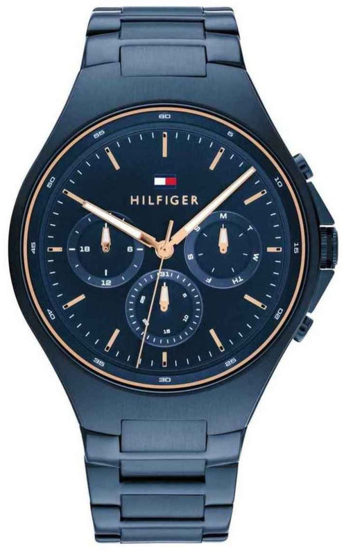 Buy Shop Tommy Hilfiger Justin Chronograph Blue Dial Blue Steel Strap Watch For Men - 1792058 USA Online