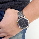 Buy Shop Tommy Hilfiger Kane Black Dial Silver Mesh Bracelet Watch for Men - 1710402 USA Online