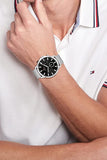 Buy Shop Tommy Hilfiger Kane Black Dial Silver Mesh Bracelet Watch for Men - 1710402 USA Online