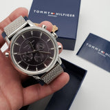 Buy Shop Tommy Hilfiger Kane Black Dial Silver Mesh Bracelet Watch for Men - 1710402 USA Online