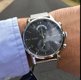 Buy Shop Tommy Hilfiger Kane Black Dial Silver Mesh Bracelet Watch for Men - 1710402 USA Online