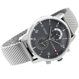 Buy Shop Tommy Hilfiger Kane Black Dial Silver Mesh Bracelet Watch for Men - 1710402 USA Online