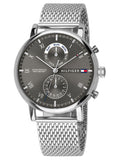 Buy Shop Tommy Hilfiger Kane Black Dial Silver Mesh Bracelet Watch for Men - 1710402 USA Online