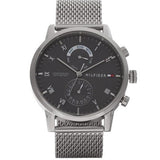 Buy Shop Tommy Hilfiger Kane Black Dial Silver Mesh Bracelet Watch for Men - 1710402 USA Online