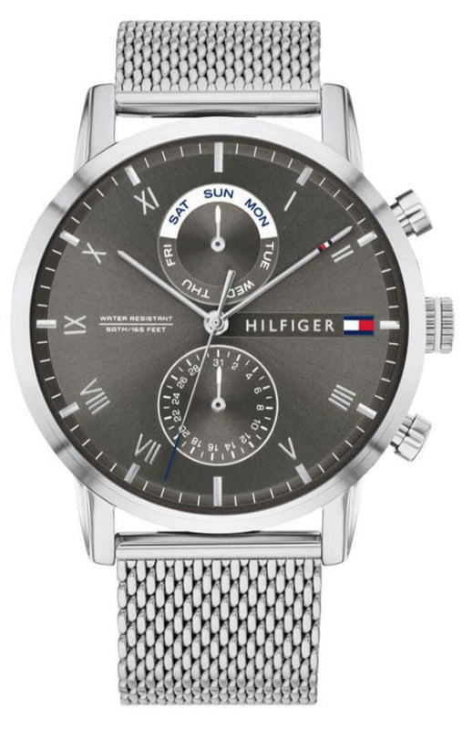 Buy Shop Tommy Hilfiger Kane Black Dial Silver Mesh Bracelet Watch for Men - 1710402 USA Online