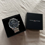 Buy Shop Tommy Hilfiger Kane Blue Dial Silver Steel Strap Watch for Men - 1710401 USA Online