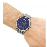 Buy Shop Tommy Hilfiger Kane Blue Dial Silver Steel Strap Watch for Men - 1710401 USA Online