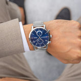 Buy Shop Tommy Hilfiger Kane Blue Dial Silver Steel Strap Watch for Men - 1710401 USA Online