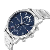 Buy Shop Tommy Hilfiger Kane Blue Dial Silver Steel Strap Watch for Men - 1710401 USA Online