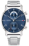 Buy Shop Tommy Hilfiger Kane Blue Dial Silver Steel Strap Watch for Men - 1710401 USA Online