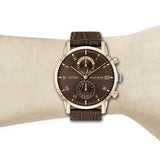 Buy Shop Tommy Hilfiger Kane Brown Dial Brown Leather Strap Watch for Men - 1710400 USA Online