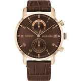 Buy Shop Tommy Hilfiger Kane Brown Dial Brown Leather Strap Watch for Men - 1710400 USA Online