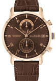 Buy Shop Tommy Hilfiger Kane Brown Dial Brown Leather Strap Watch for Men - 1710400 USA Online