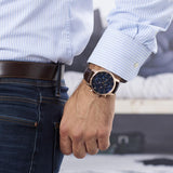 Buy Shop Tommy Hilfiger Kane Chronograph Blue Dial Brown Leather Strap Watch for Men - 1791399 USA Online